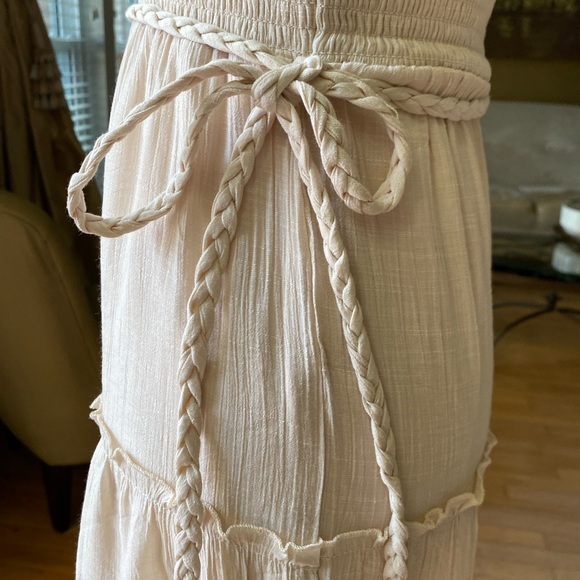 LOVE TREE Woven Solid Beige Sleeveless Smocked Ruffle palazzo Jumpsuit Small - Picture 10 of 16